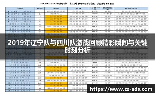 2019年辽宁队与四川队激战回顾精彩瞬间与关键时刻分析
